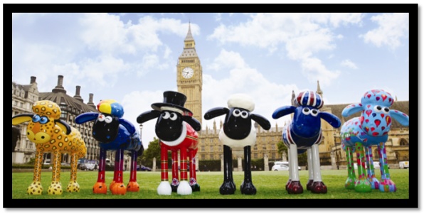 Just a few of the many Shaun statues!